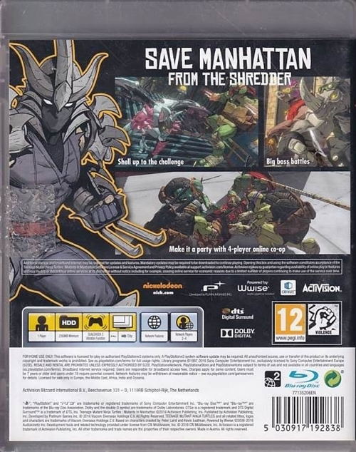 Teenage Mutant Ninja Turtles Mutants in Manhattan - PS3 (B Grade) (Genbrug)